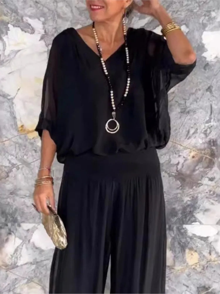 Amara | V-Neck Pants Set