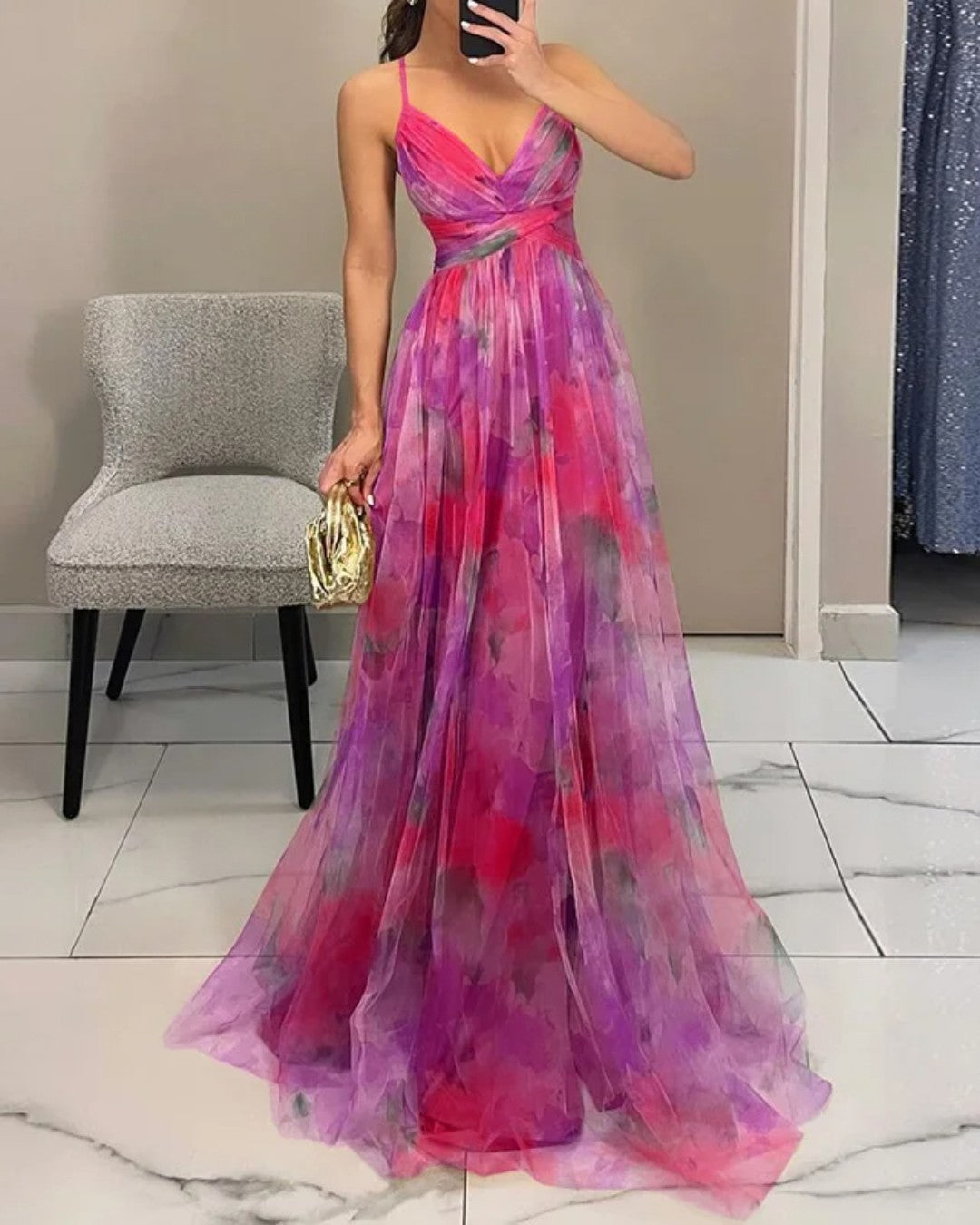 Naomi | Floral Chiffon Maxi Dress
