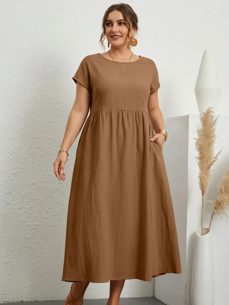 Nora | Relaxed Linen-Cotton Midi Dress