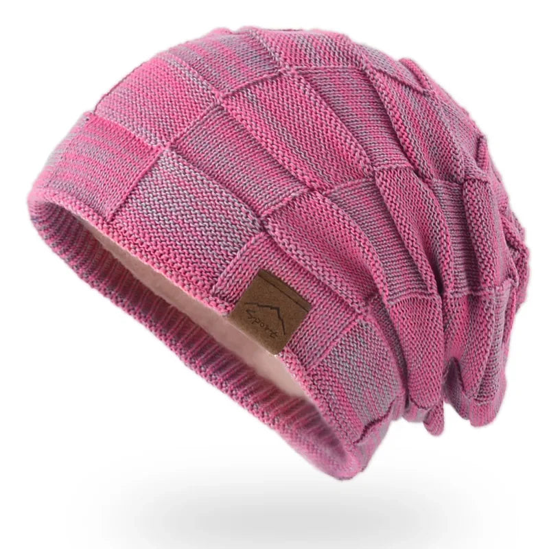 Unisex Textured Slouchy Knit Beanie β Stretch Winter Hat with Relaxed Patchwork Design