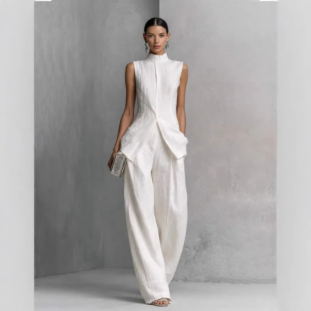 Camila | Sleeveless Two-Piece Set with Wide-Leg Pants