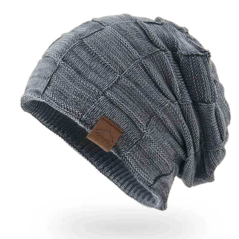 Unisex Textured Slouchy Knit Beanie β Stretch Winter Hat with Relaxed Patchwork Design