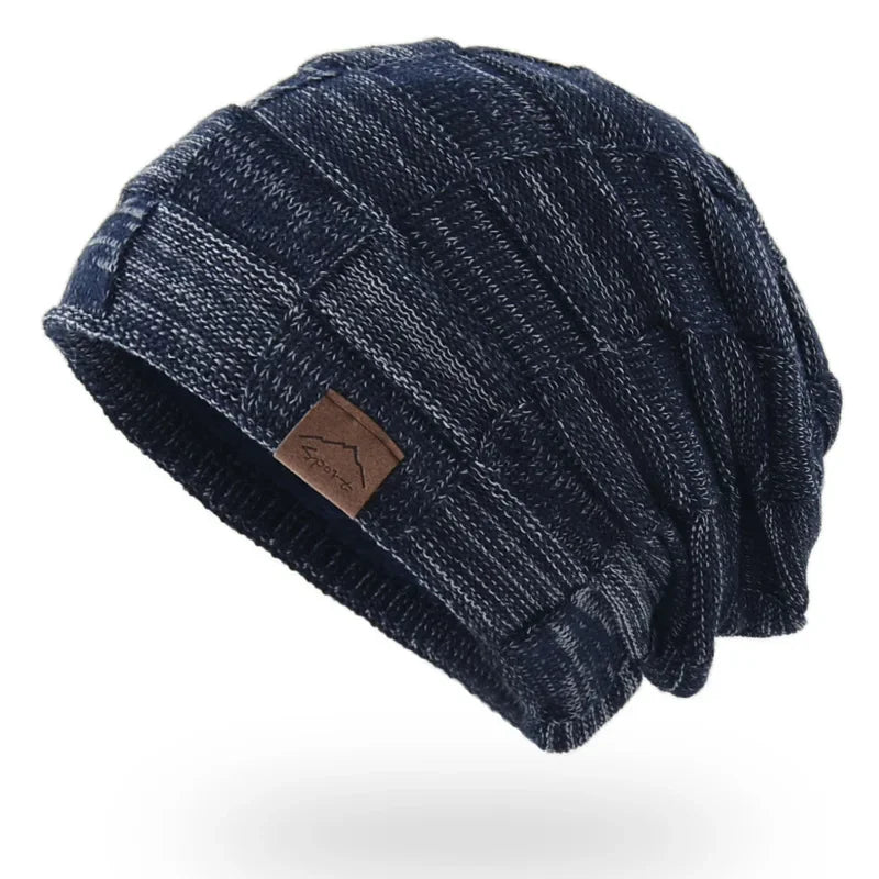 Unisex Textured Slouchy Knit Beanie β Stretch Winter Hat with Relaxed Patchwork Design
