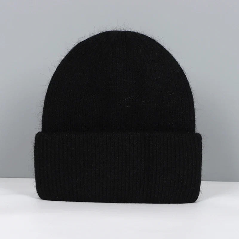 Women’s Soft Knit Beanie – Cashmere Rabbit-Fur Blend Winter Hat for Autumn and Winter Wear
