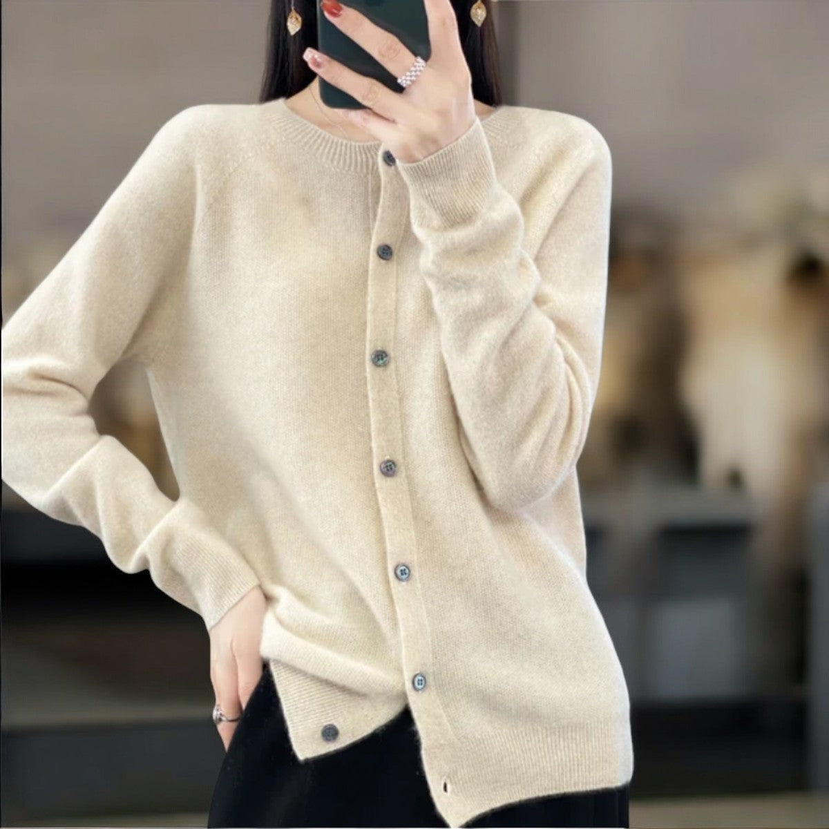 Ethan | Merino Wool Crewneck Cardigan
