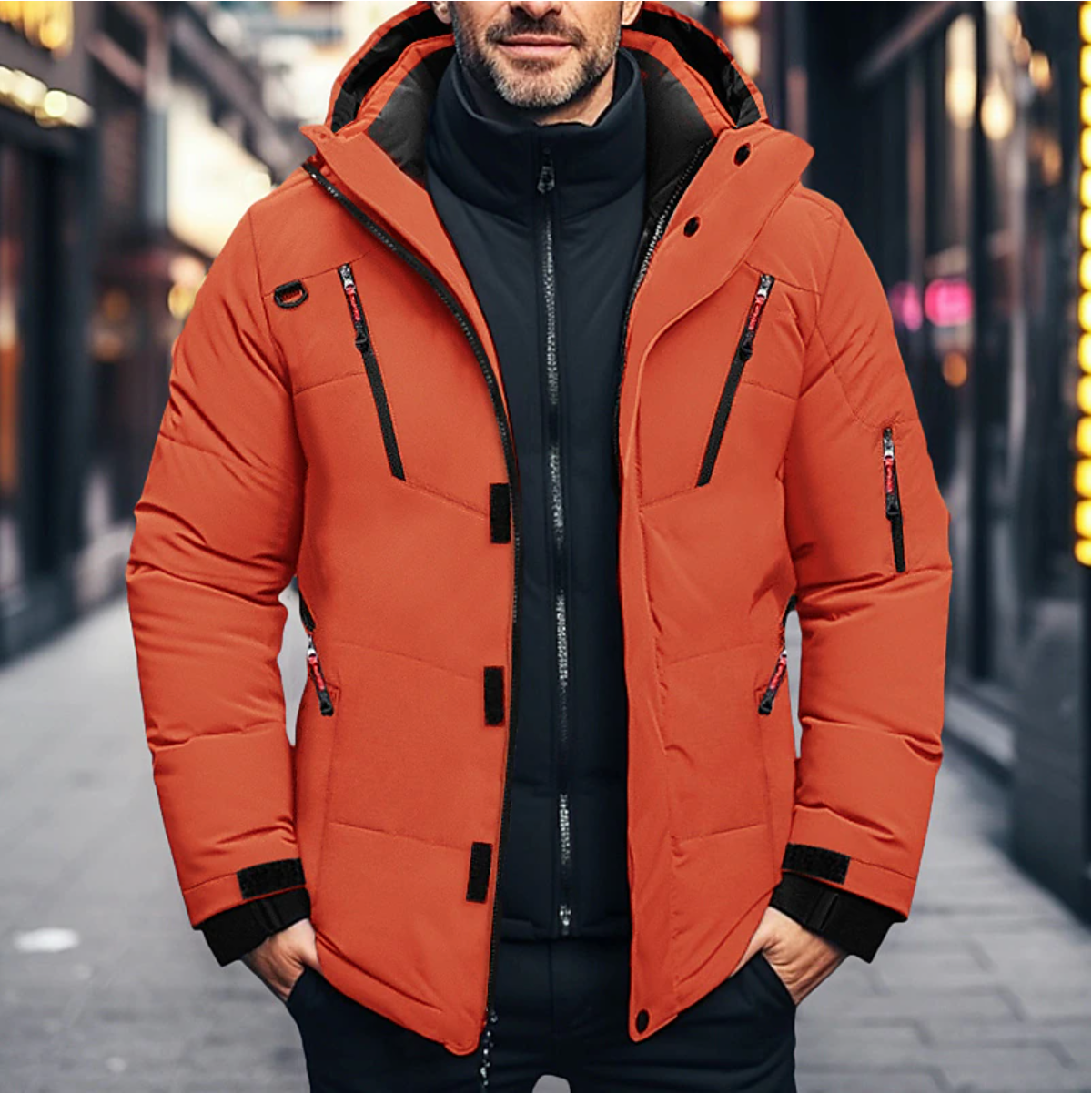 Waterdichte winterparka met capuchon voor heren – Geïsoleerde jas met meerdere zakken voor in de stad en buiten bij koud weer