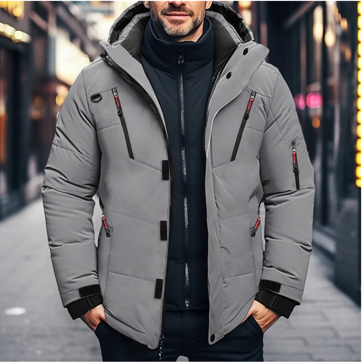 Waterdichte winterparka met capuchon voor heren – Geïsoleerde jas met meerdere zakken voor in de stad en buiten bij koud weer