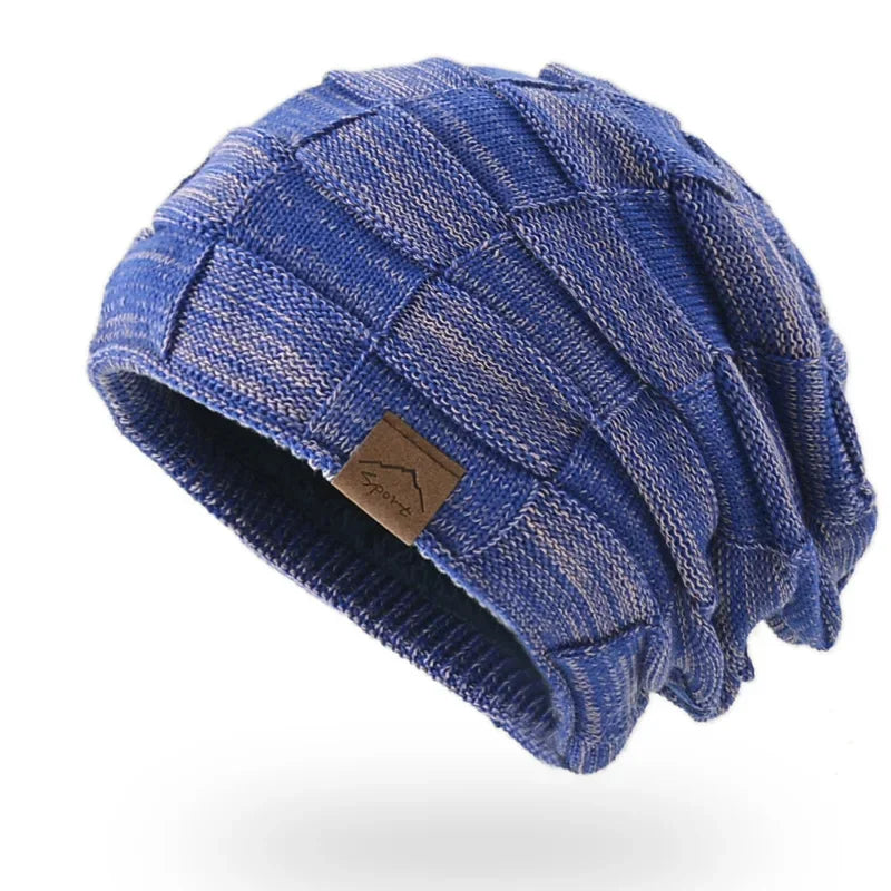 Unisex Textured Slouchy Knit Beanie β Stretch Winter Hat with Relaxed Patchwork Design