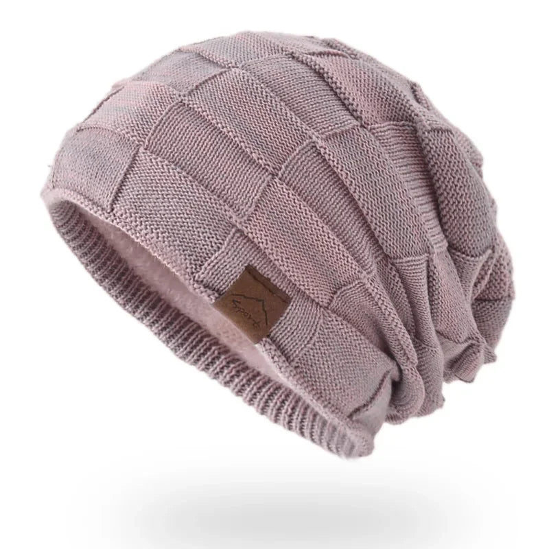 Unisex Textured Slouchy Knit Beanie β Stretch Winter Hat with Relaxed Patchwork Design