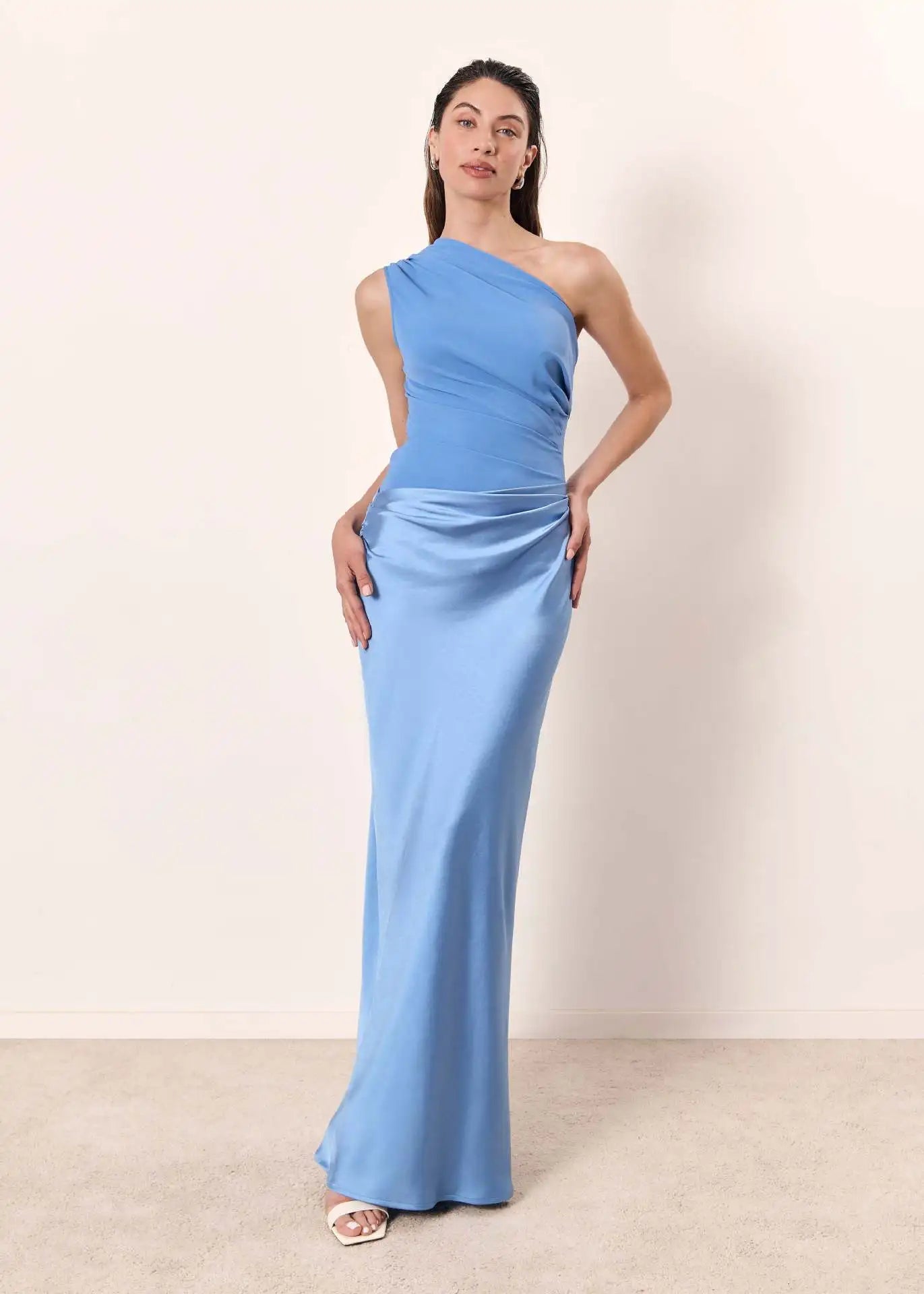 Naomi | Asymmetrical Satin Maxi Dress
