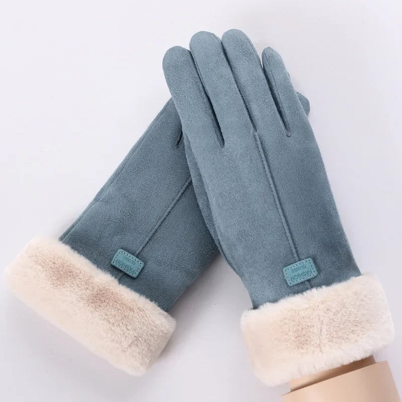 Women’s Soft Touchscreen Winter Gloves – Plush-Cuff Full-Finger Warm Outdoor Gloves for Everyday Cold-Weather Wear