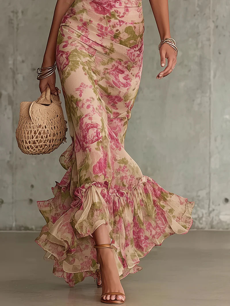 M&H | Vintage Rose Print Maxi Dress