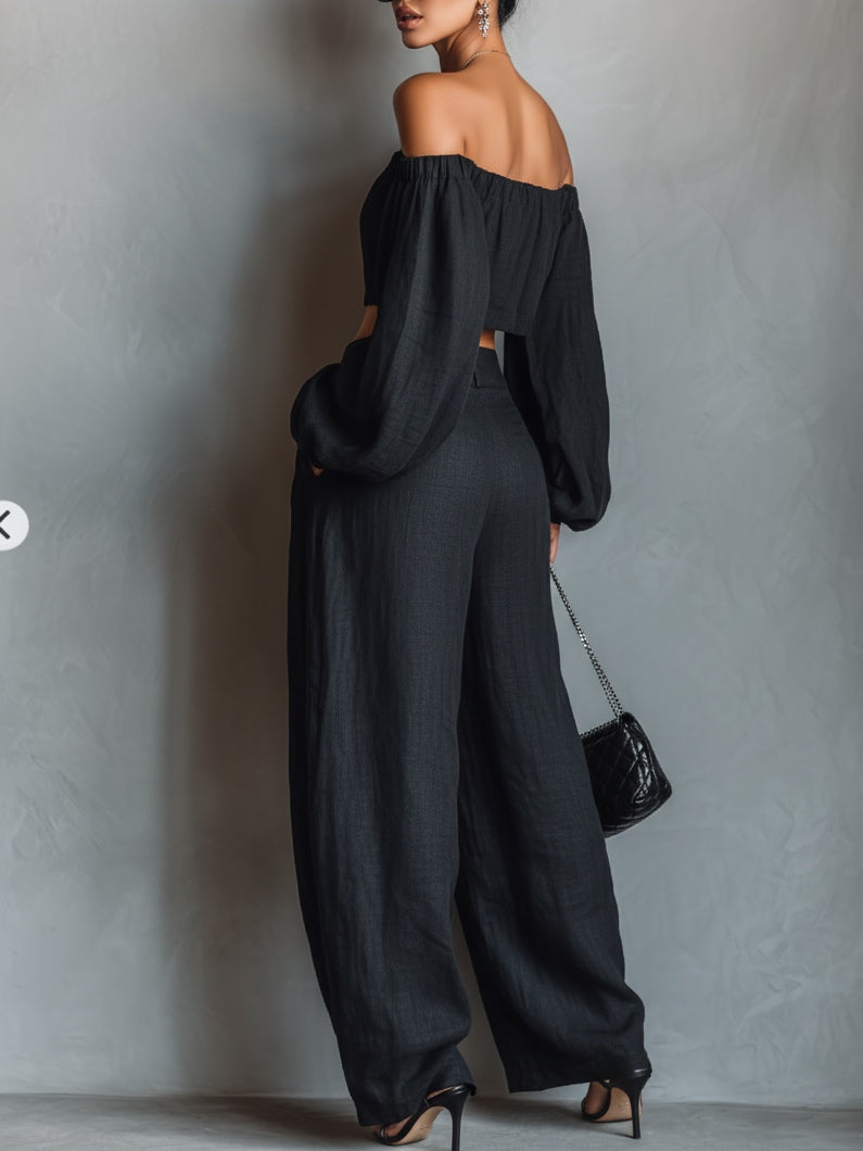 M&H | Two-Piece Wide-Leg Pants Set