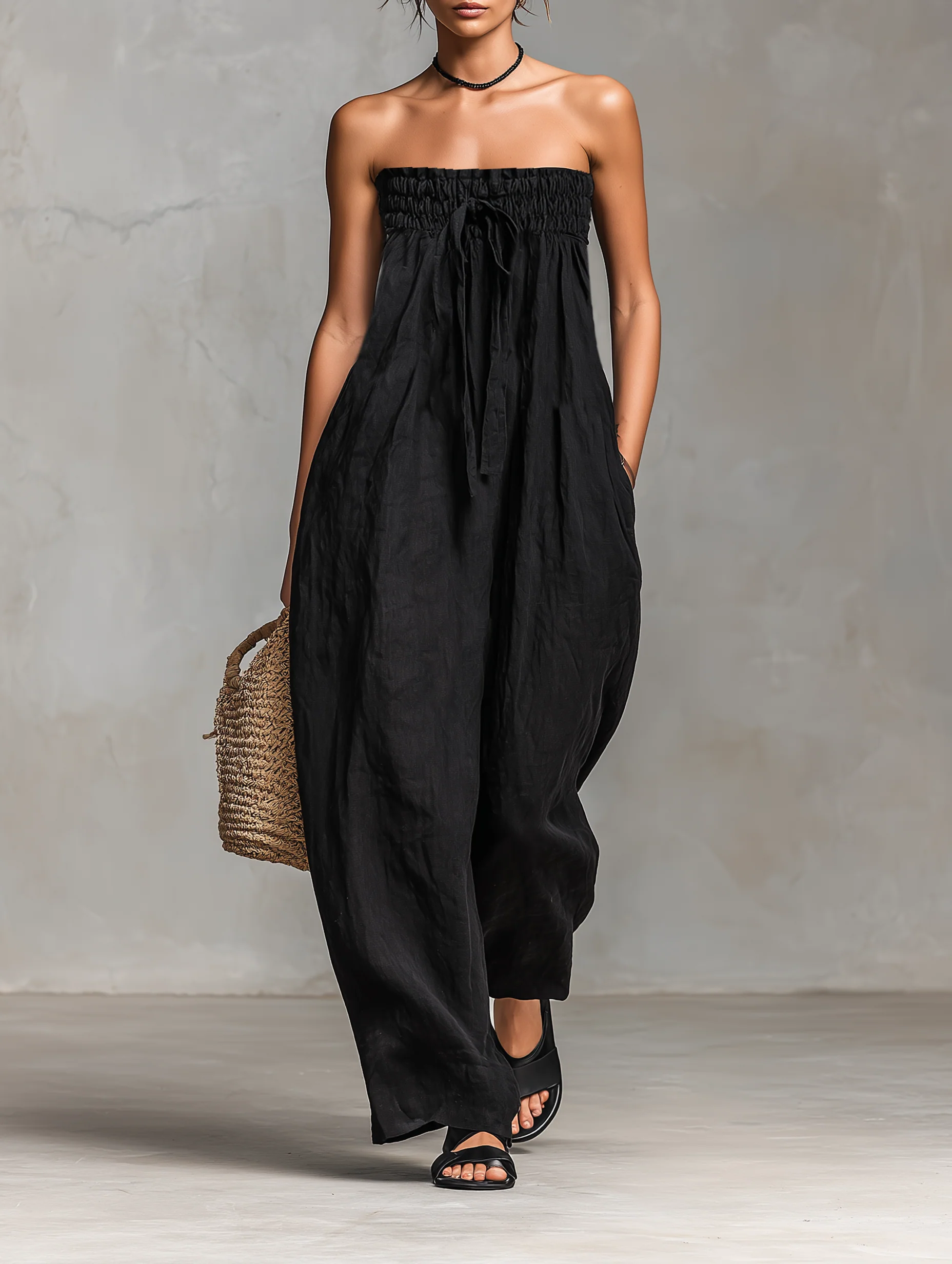 M&H | Strapless Knot-Front Jumpsuit