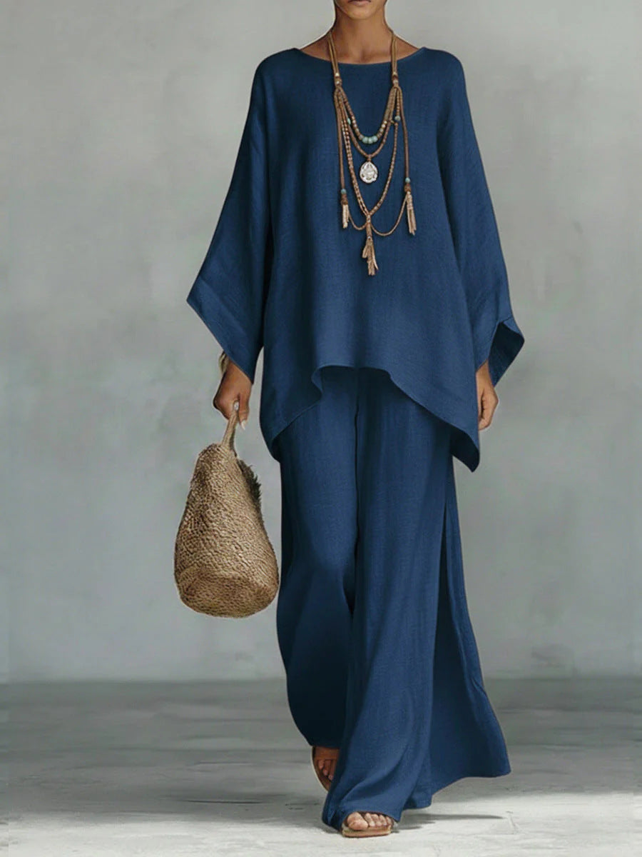 Beatrice - Flowy Top and Pants Set in Minimalist Linen Blend