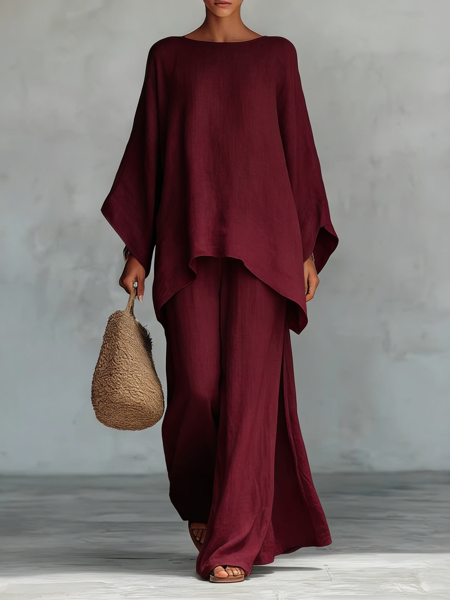 Beatrice - Flowy Top and Pants Set in Minimalist Linen Blend