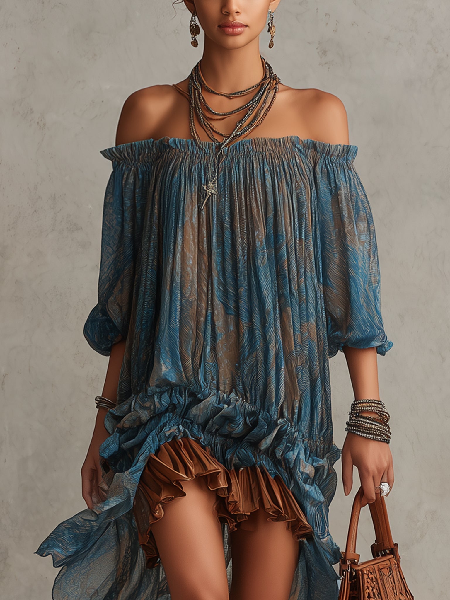 Indira | Off-Shoulder Boho Mini Dress