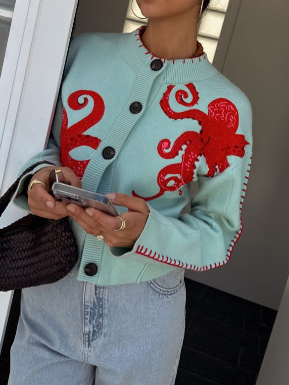 Monica | Cardigan with Octopus Motif