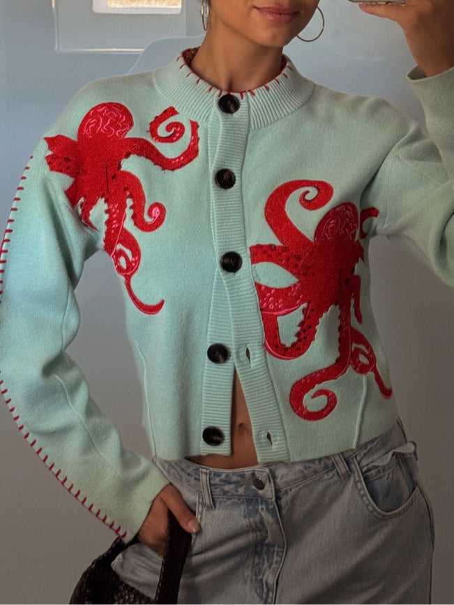Monica | Cardigan with Octopus Motif
