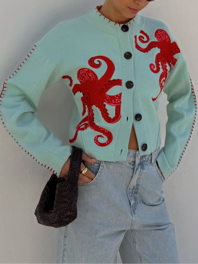 Monica | Cardigan with Octopus Motif