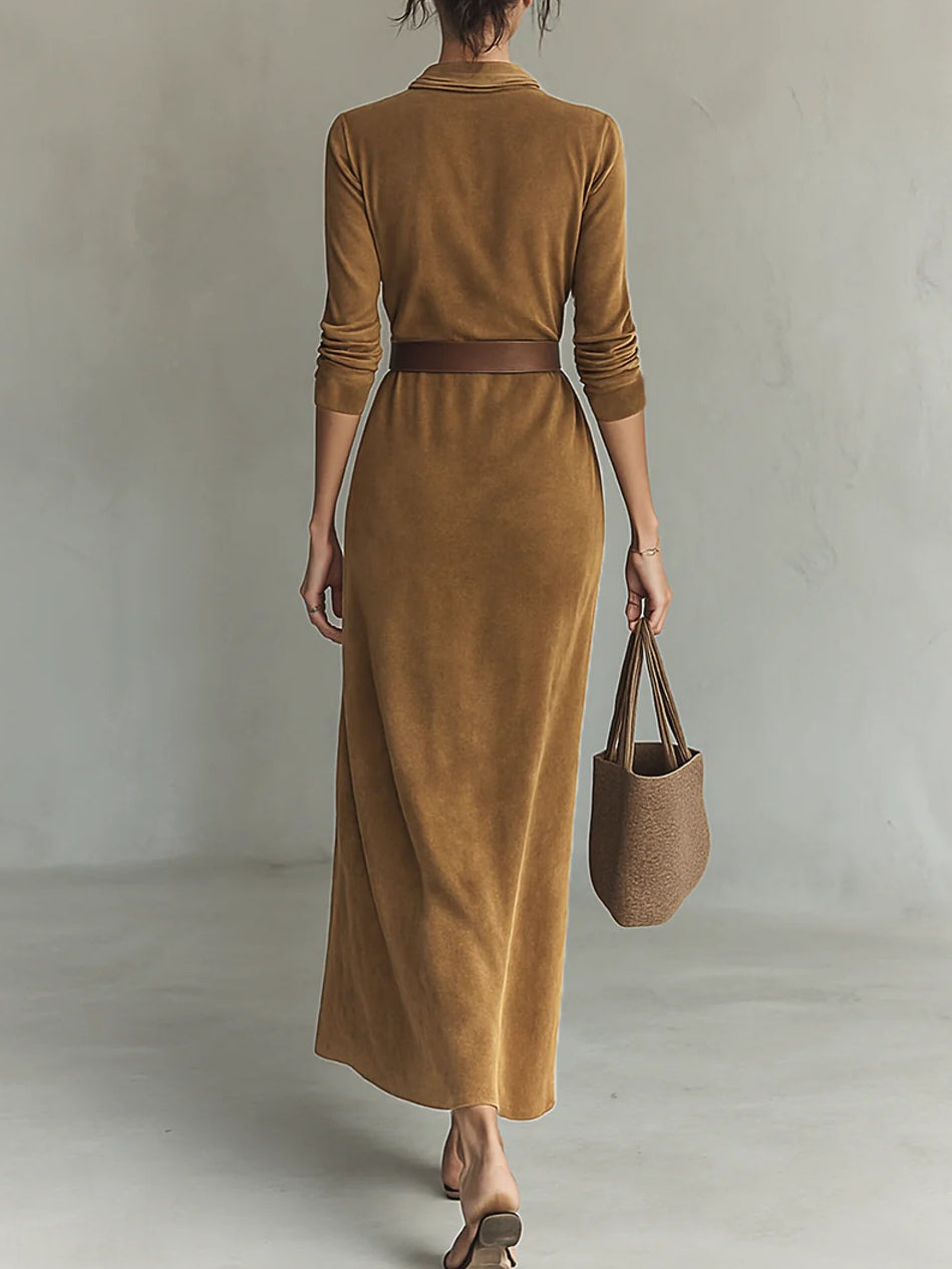 M&H | Suede Maxi Dress with Lapels