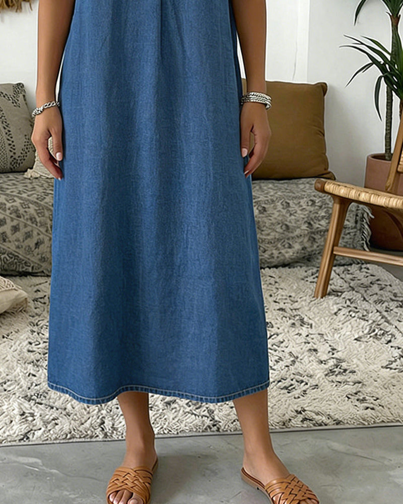 Heather | Denim Midi Dress