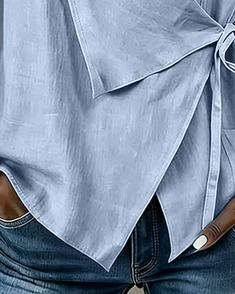 Harper | Cotton-Linen Tie-Front Tank