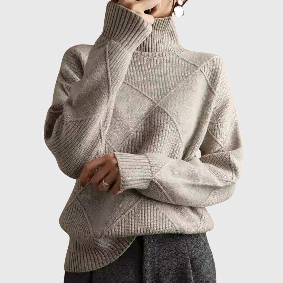 Geometric Knit Turtleneck Sweater