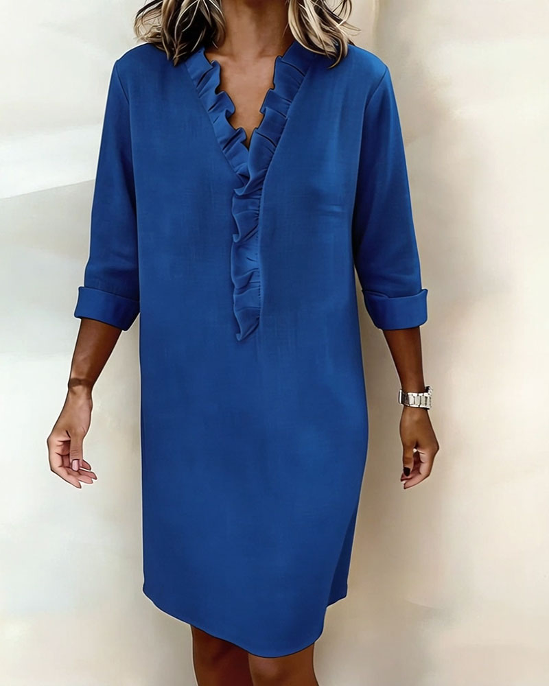 Naomi | Ruffled V-Neck Dress