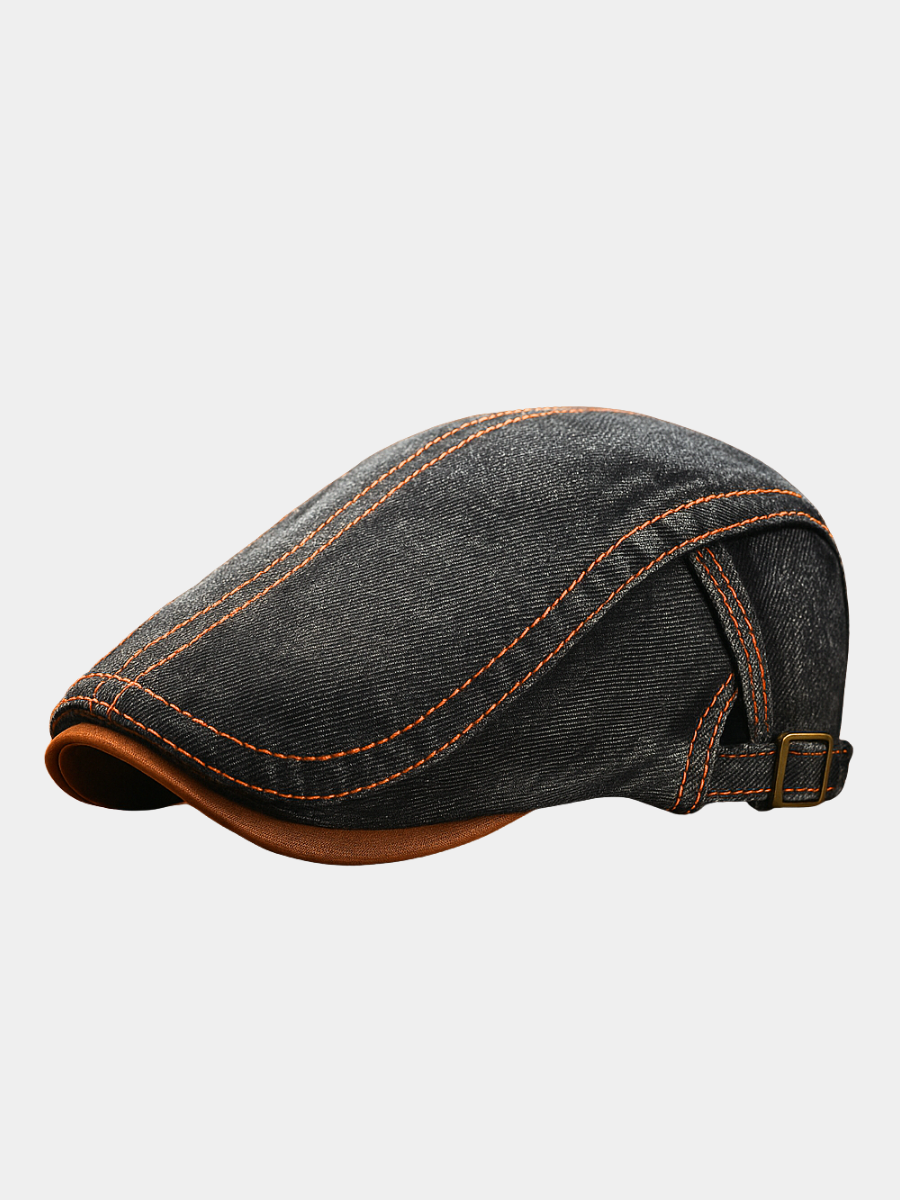 Adjustable Flat-Brim Denim Cap