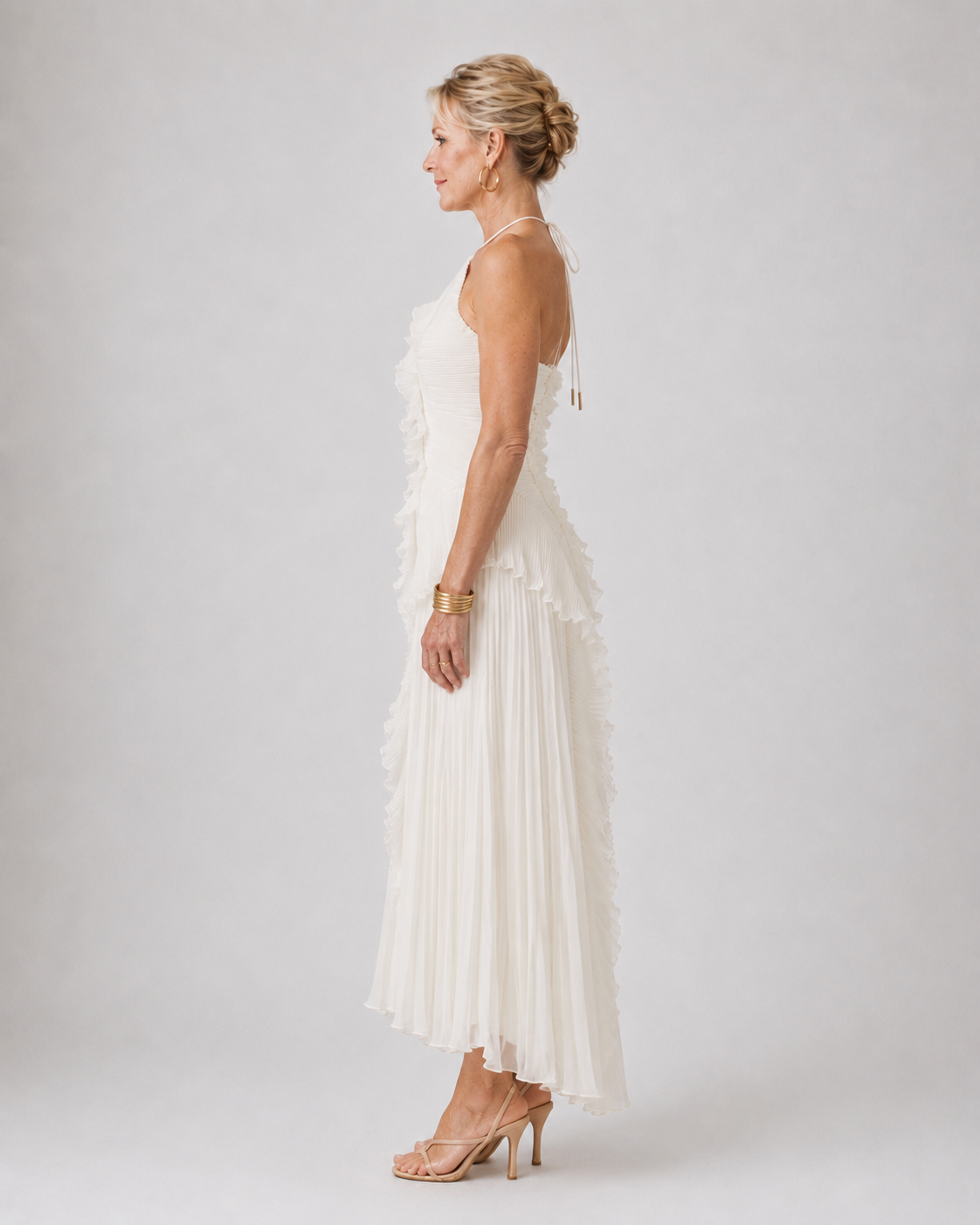 Naomi | Pleated Halter Maxi Dress