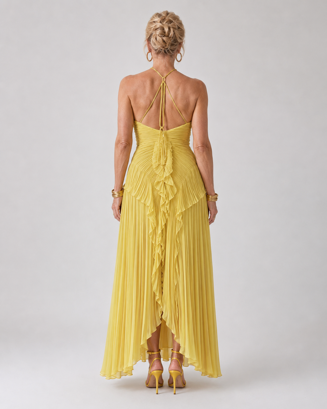 Naomi | Pleated Halter Maxi Dress