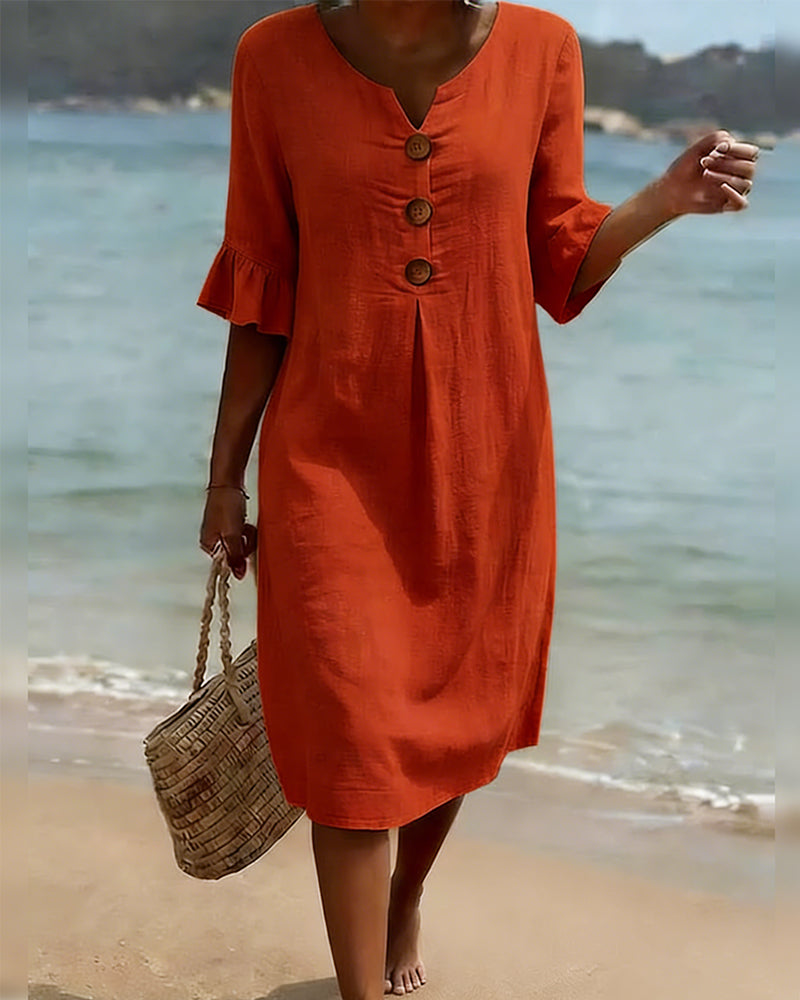 Maya | Cotton Ruffled-Sleeve Dress