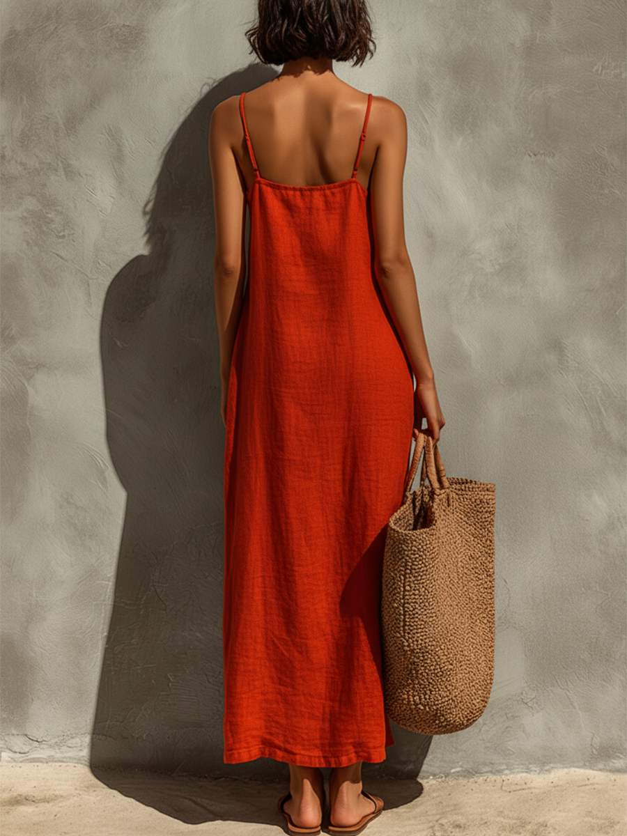 Amara | Cotton Maxi Dress, Square Neck