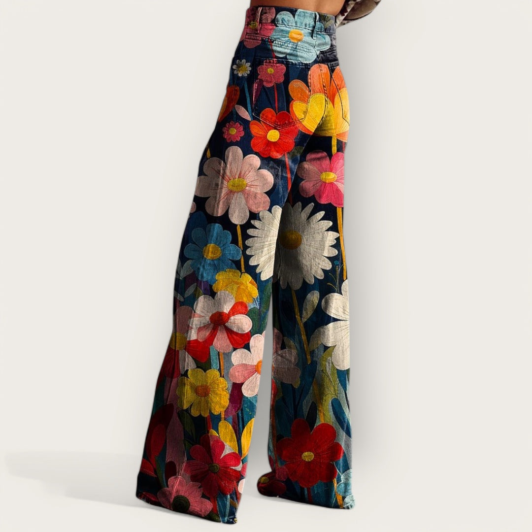 Trendy Multicolored Wide Leg Pants