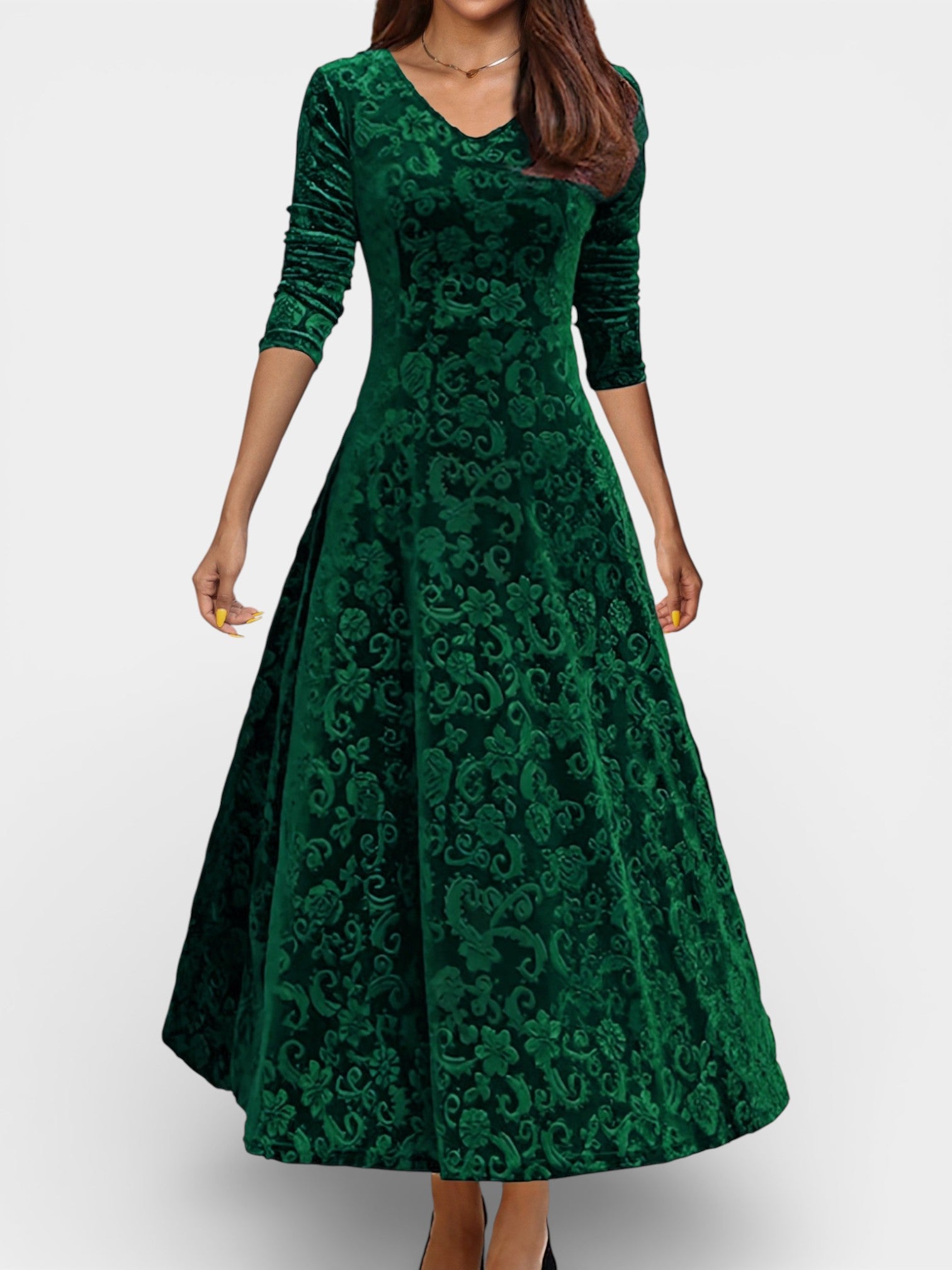 Velvet 3/4-Sleeve Dress