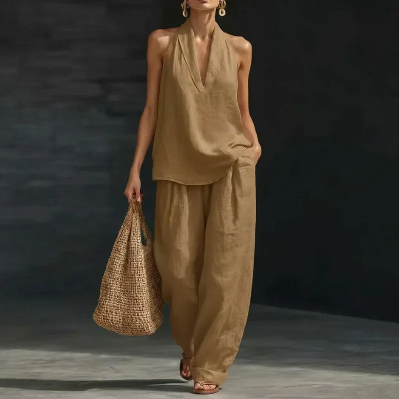Ava | Linen-Textured Two-Piece Set