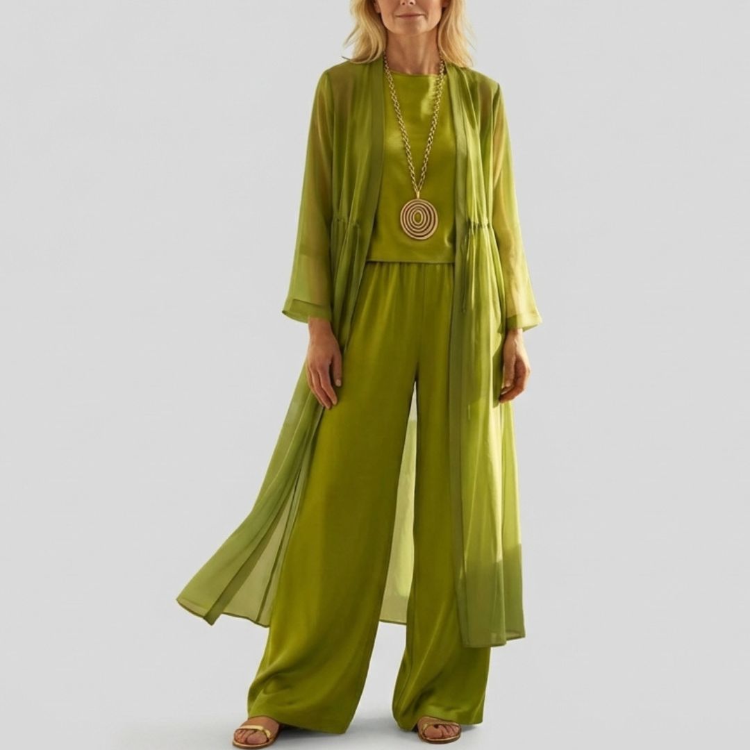Monica | Three-Piece Set with Wide-Leg Trousers