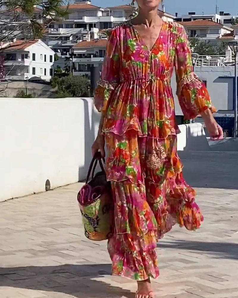 Flared Dress V-Neck
