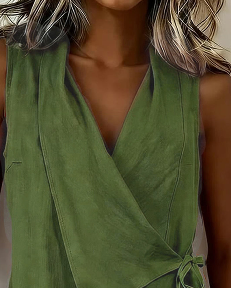 Harper | Cotton-Linen Tie-Front Tank