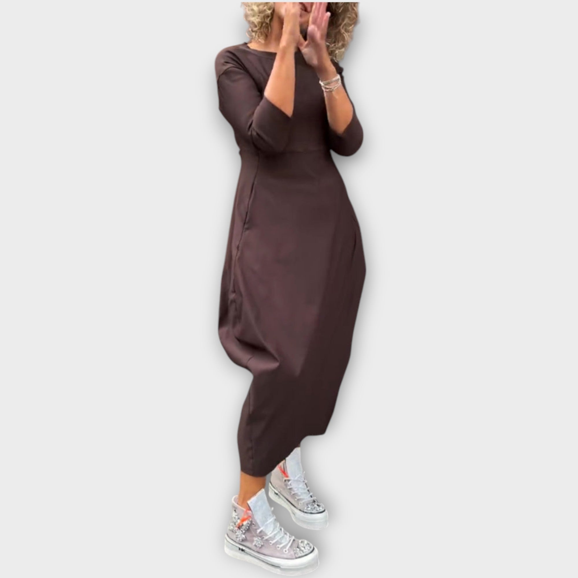 Marisol | Long-Sleeve Maxi Dress, Draped Silhouette