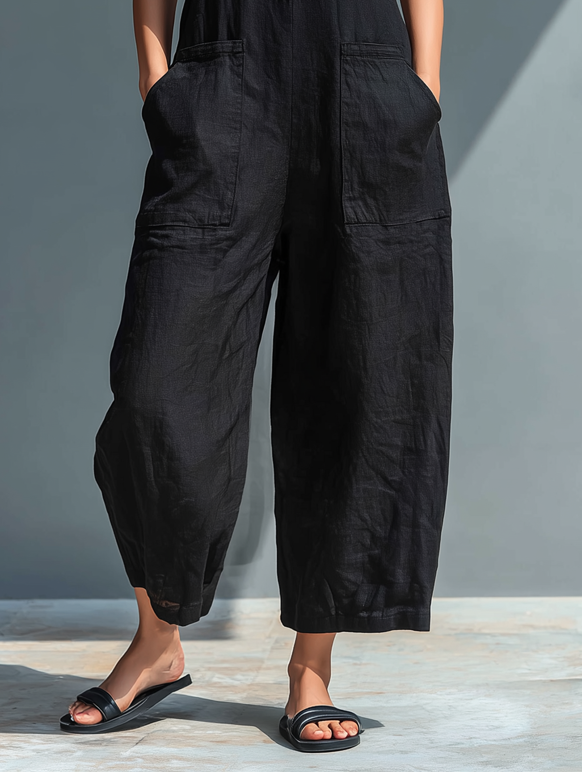 Harper | Stand-Collar Linen-Blend Jumpsuit