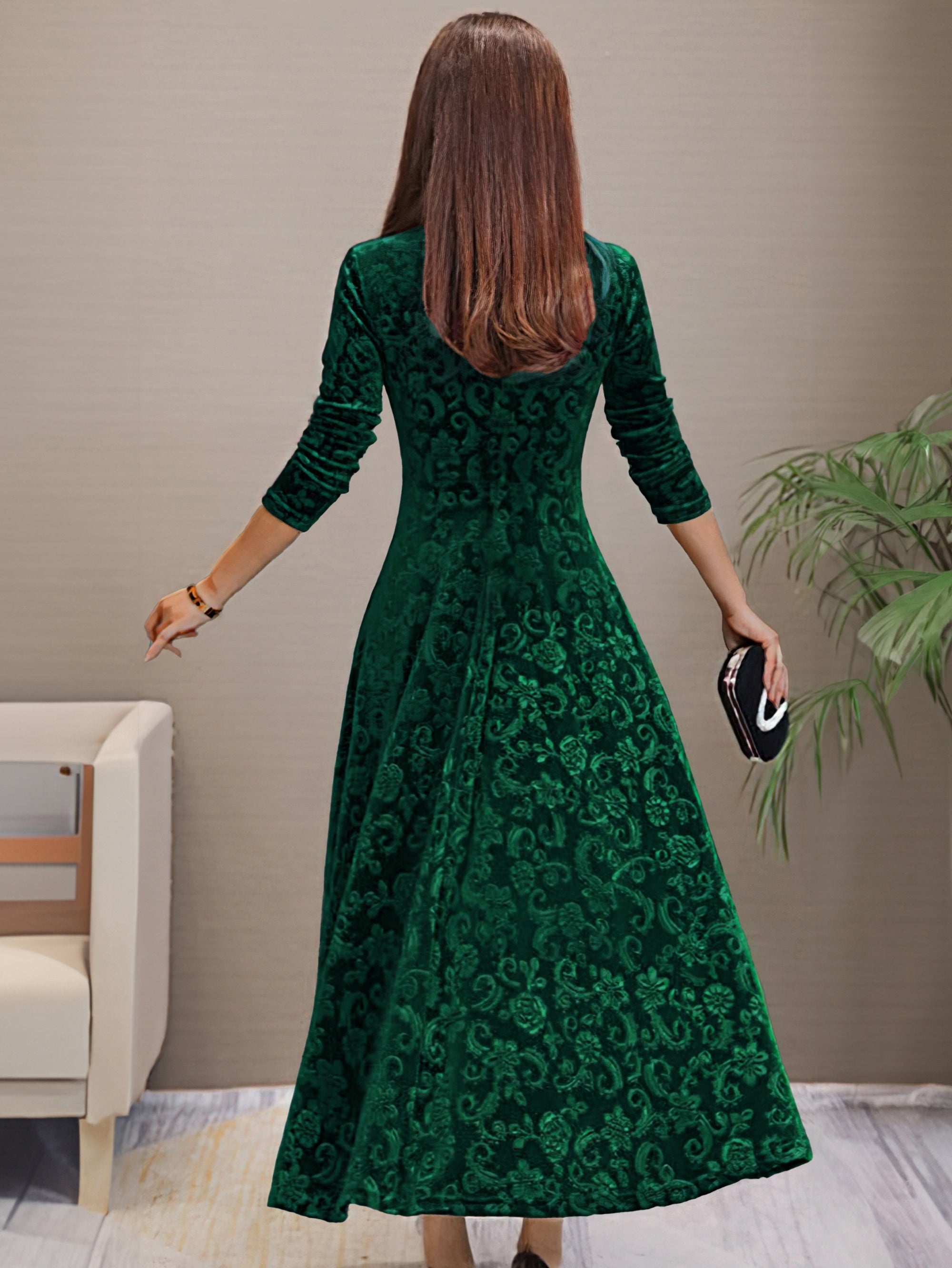 Velvet 3/4-Sleeve Dress