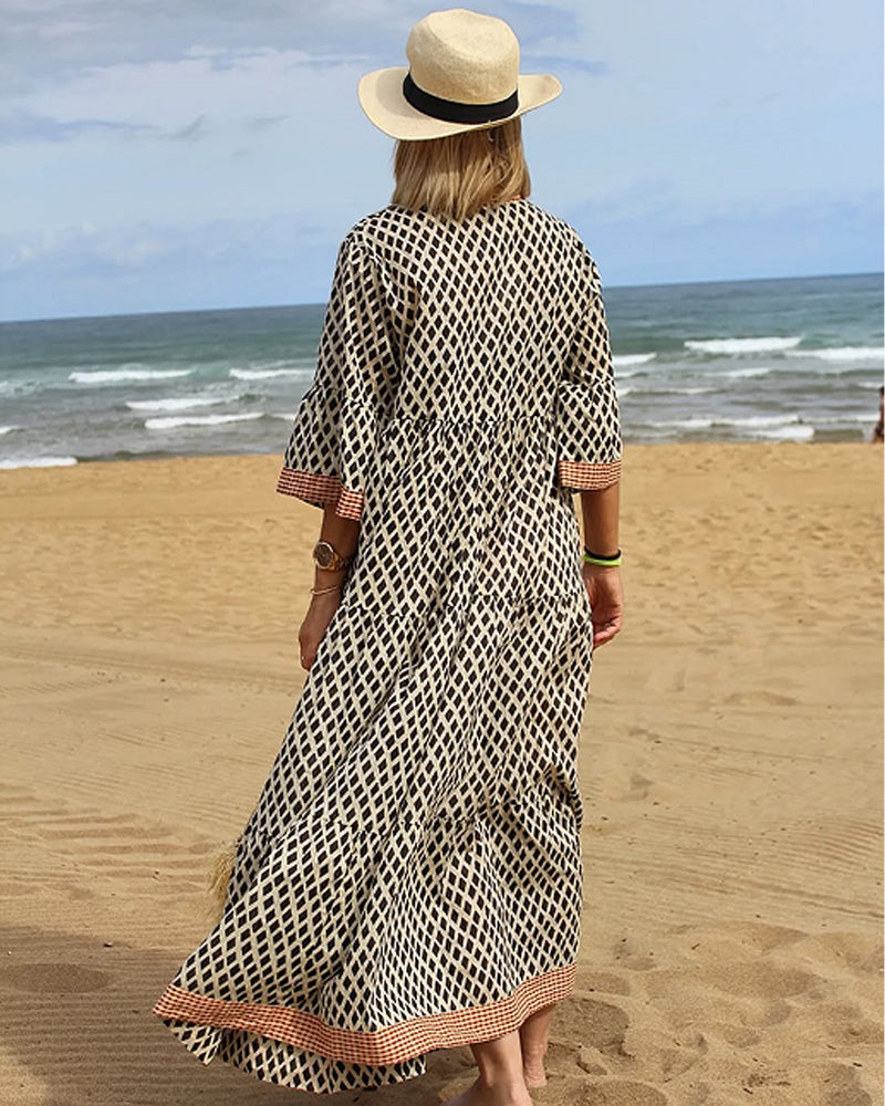Diamond Pattern Dress with Loose Fit