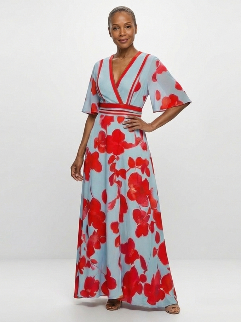 Sofia | V Neck Floral Maxi Dress