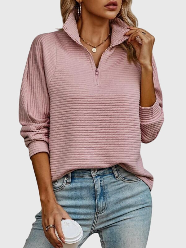 Zippered V-Neck Sweater