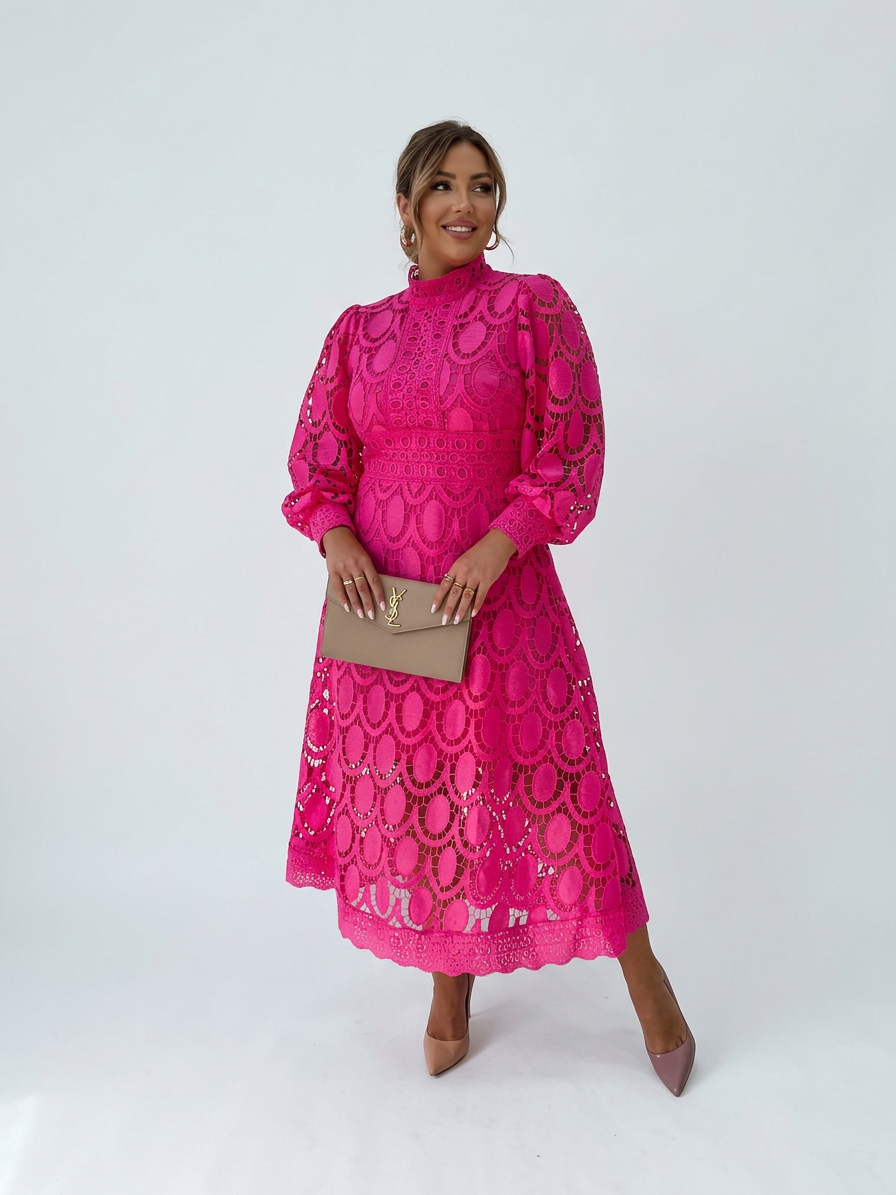 Harper | High-Neck Lace Maxi Dress