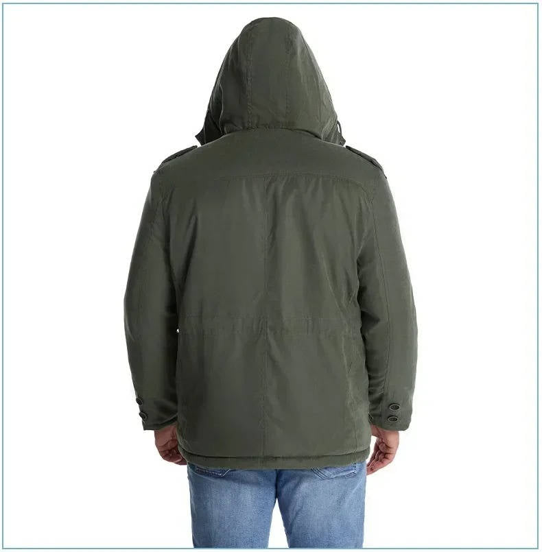 Mens Insulated Parka with Sherpa Lining and Dual Closure System