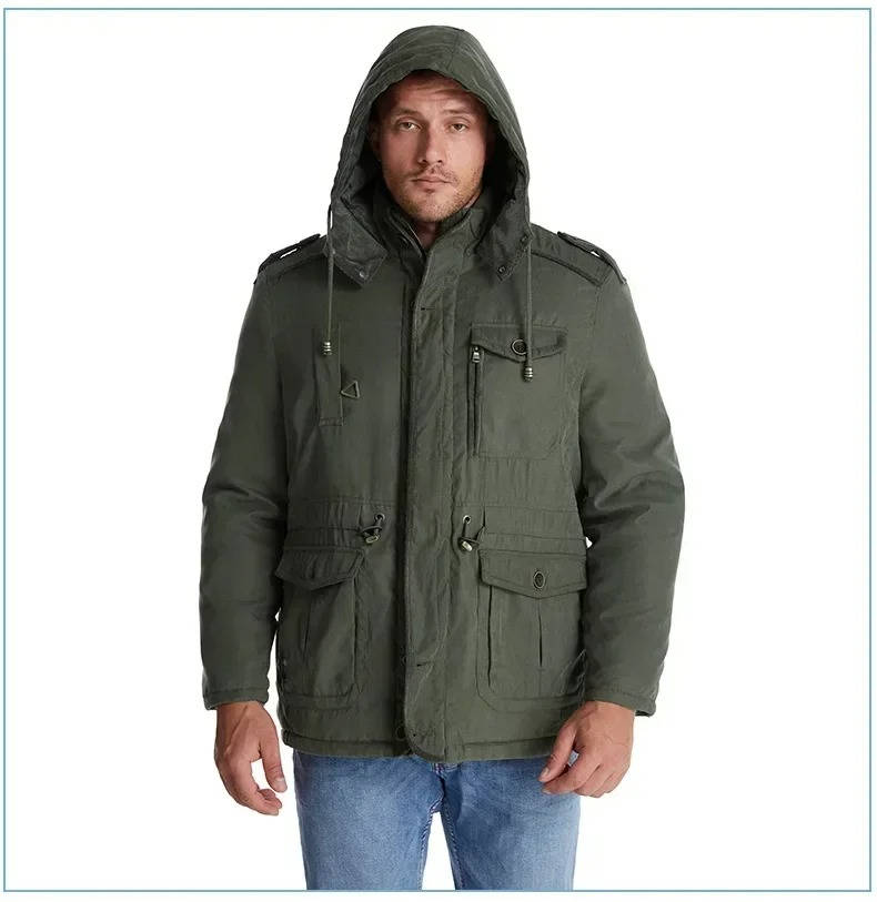 Mens Insulated Parka with Sherpa Lining and Dual Closure System