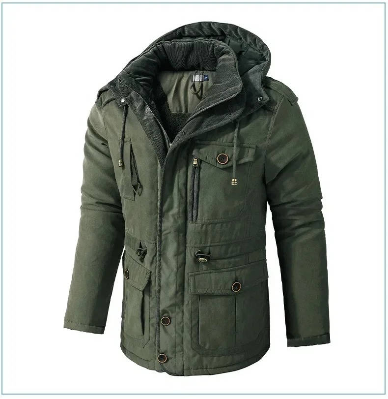 Mens Insulated Parka with Sherpa Lining and Dual Closure System